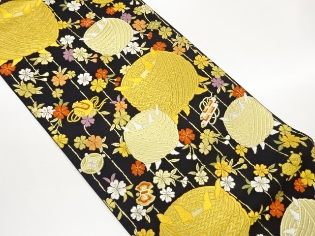 JAPANESE KIMONO / FUKURO OBI / WOVEN BOBBINE & WEEPING SAKURA 